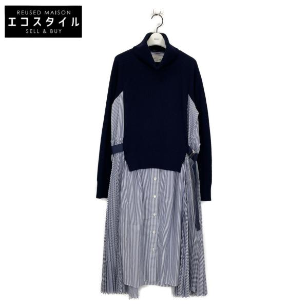 sacai（サカイ） ブルー×ネイビー SCW-044 タートルニットドッキング