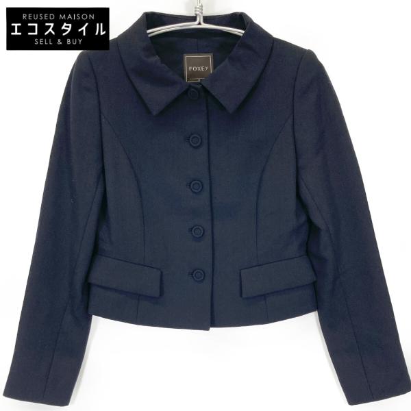 新品タグ付　FOXEY NY リネンフェイストップス　38 ネイビー　フォクシー 新品タグ付 FOXEY NY リネンフェイストップス 38 ネイビー