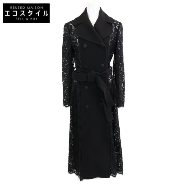 DOLCE&GABBANA ドルチェアンドガッバーナ 新品未使用 F0AD2T HLMTB 1 レース切替ダブル コート 40 ブラック レディース 新品未使用 DOLCE＆GABBANA ドルチェアンドガッバーナ F0AD2T HLMTB 1