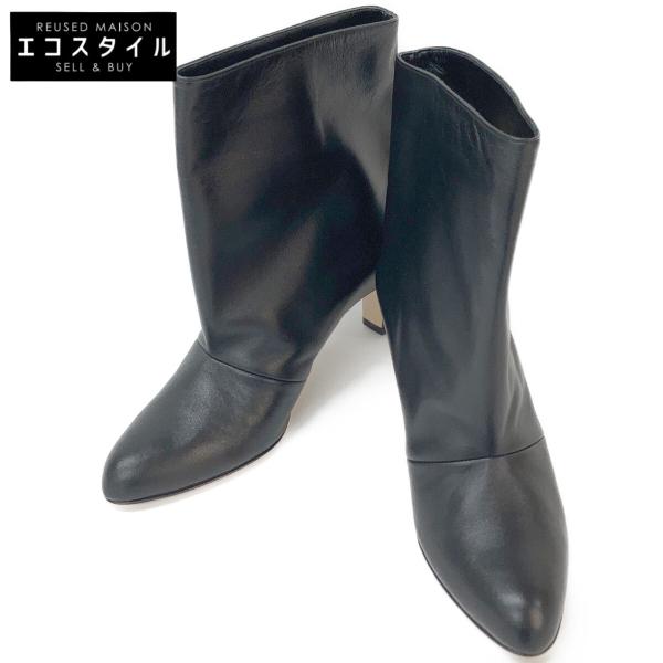 美品 ネブローニ ショートブーツ 黒 37 イタリア製 Vibram裏張り 本革 美品 NEBULONI E ネブローニ ラムレザー ショートブーツ 37 ブラック