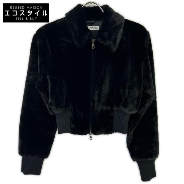 EMPORIO ARMANI - EMPORIOARMANI(エンポリオアルマーニ) ブルゾン サイズ38 S レディース美品  - 黒 長袖/フェイクファー/秋/冬 EMPORIO ARMANI エンポリオアルマーニ ブラック フェイクファー ZIP