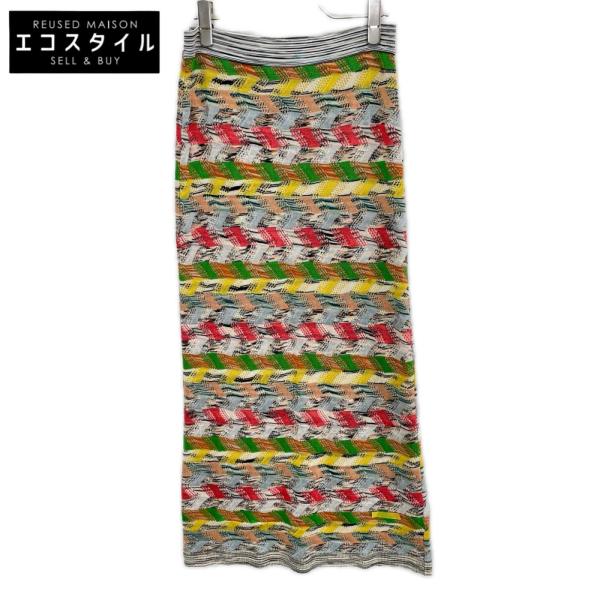 【美品】MISSONI ミッソーニ ニットスカート マルチカラー サイズ48 MISSONI（ミッソーニ） マルチカラー ウールレーヨン ニット ロング