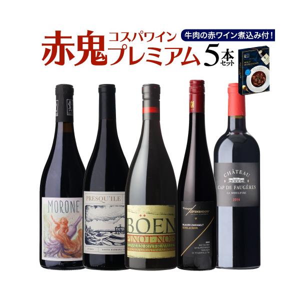 赤ワイン セット 5本 プレミアム 赤鬼コスパ 16弾 送料無料 レトルト食品 おまけ付 飲み比べ 辛口 ワインセット 浜運A ゾロ目の日 クーポン PayPay