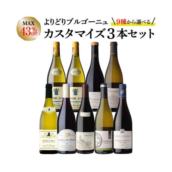 送料無料 MAX43%OFF！ 好みで選べる！よりどり『リーズナブル』ブルゴーニュ3本 カスタマイズセット シーン、好みにあわせて 組み合わせ自由♪ 浜運A