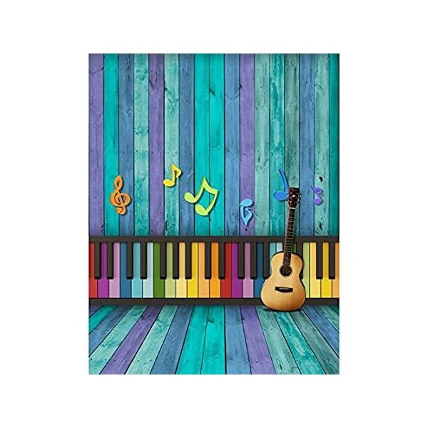 5x7ft Vinyl Digital Colored Keyboard Guitar Music Symbol Photography Studio