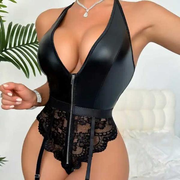 送料無料2〜3日後到着 ボンテージ コスチューム衣装 セクシー衣装 S M L XL XXLサイズ 黒 合皮とサテントレース使用 楽器演奏 ステージ衣装