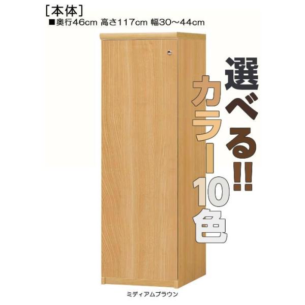全面扉壁収納 高さ117cm幅30〜44cm奥行46cm厚棚板（棚