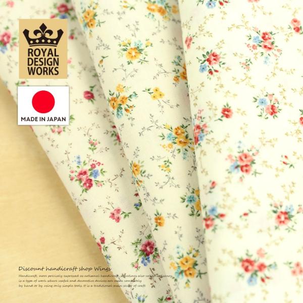 『デザインワークス　国産30スケアー　オールドロココ　ドット小花〜祝福〜』　110cm巾×10cm単位　日本製　生地/布