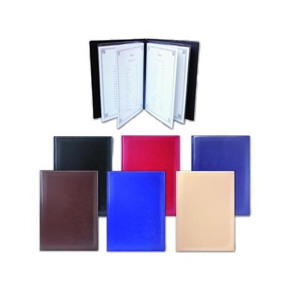 メール便送料無料！メニューブック A4　8ページ  ファイル☆キズや汚れに強く、水もはじくこだわりの素材！☆透明で見やすく、丈夫な中袋を使用！☆手にするとふくらみを感じるプレミアムな風合い！☆全4色でお店の雰囲気にマッチ！☆素材・加工とも安...