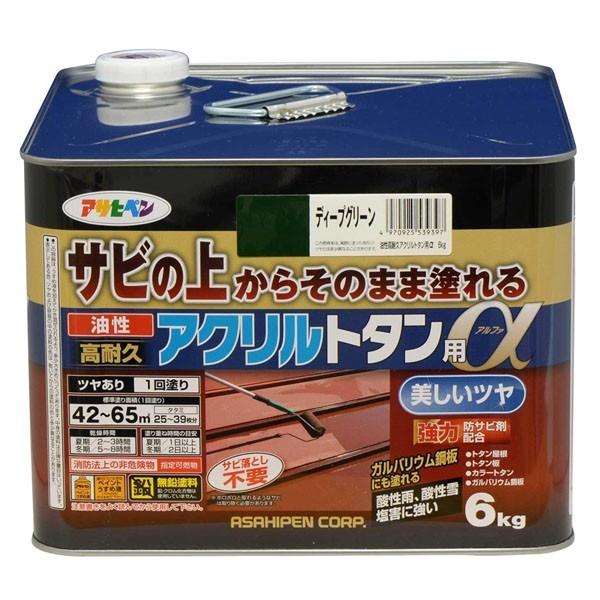 アサヒペン 塗料 油性高耐久アクリルトタン用α 6kg ディープグリーン 