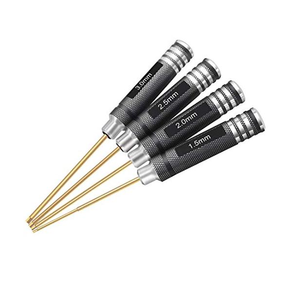 他サイト： POHZE 六角レンチドライバー 窒化チタン 精密ドライバーセット ドローン用 4pcs セット（1.5mm 2.0mm 2.5mm 3.0mm）…の商品画像