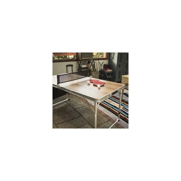 【メーカー直送:北海道 沖縄 離島へのお届け不可】卓球もできるアウトドアテーブルです。折りたたみ式で持ち運びOK。テーブルとしてもご使用いただけます。バーを起こしてネットを付ければ、テーブルが卓球台に早変わり。アウトドアでも卓球を楽しめます...