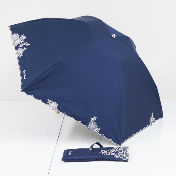 NINA RICCI ネイビー 日傘　晴雨兼用(新品未使用) ニナリッチ NINA RICCI 日傘 折りたたみ 完全遮光 軽量 晴雨兼用