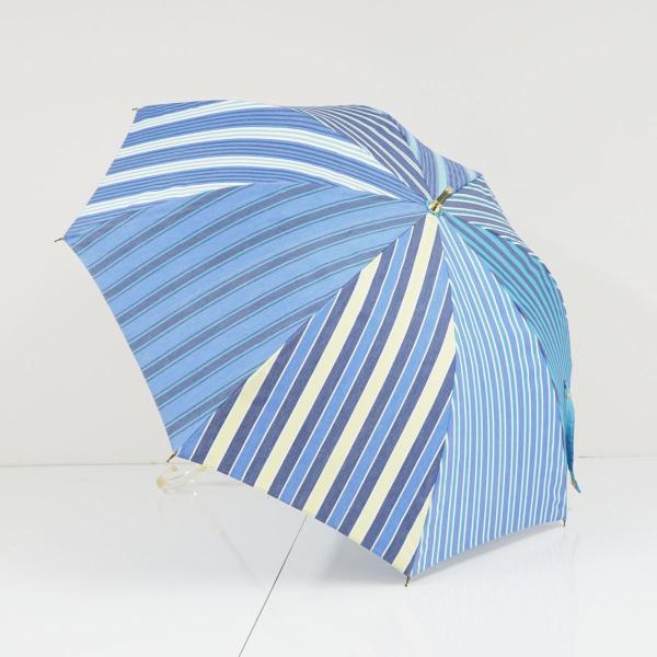 日傘　槙田商店 日傘 槇田商店 USED美品 stripe pattern4 ブルー 晴雨兼用 高級