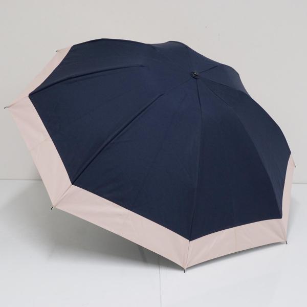 完全遮光 日傘 芦屋ロサブラン USED美品 3段 ブラック×ピンク UV 遮熱 完全遮光折日傘 芦屋ロサブラン USED品 3段折 コンビ ネイビー