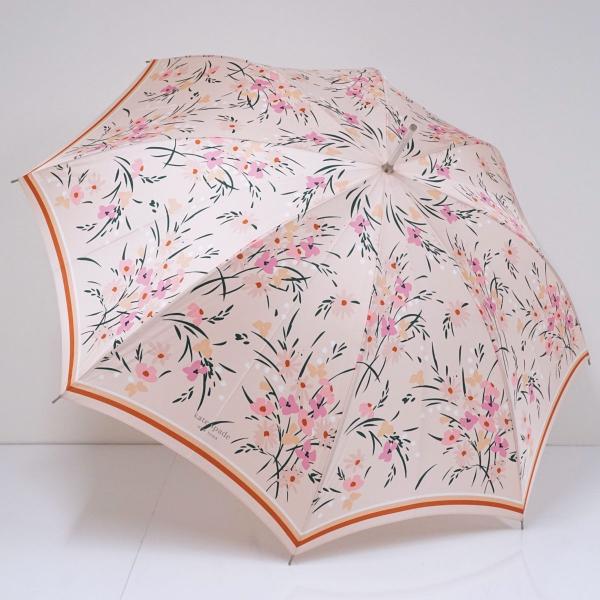 中古　美品　ケイトスペード　ロゴ&お花プリント長傘 傘 Kate spade new york ケイトスペード USED美品 花柄 フラワー ロゴ