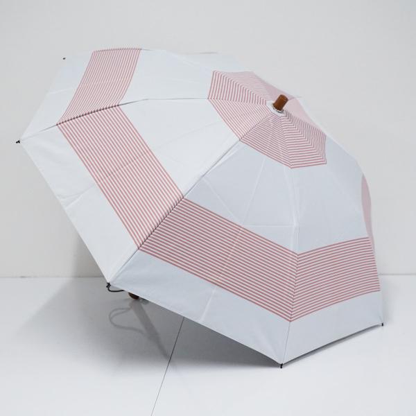 完全遮光折日傘 サンバリア100 USED品 2段折 コンビ ブラック×ピンク