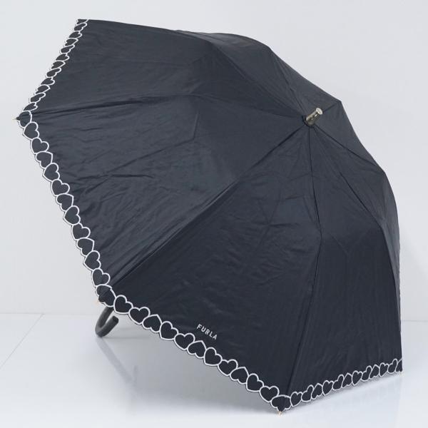 FURLA（フルラ） 折りたたみ日傘 USED品 晴雨兼用 ハート ブラック