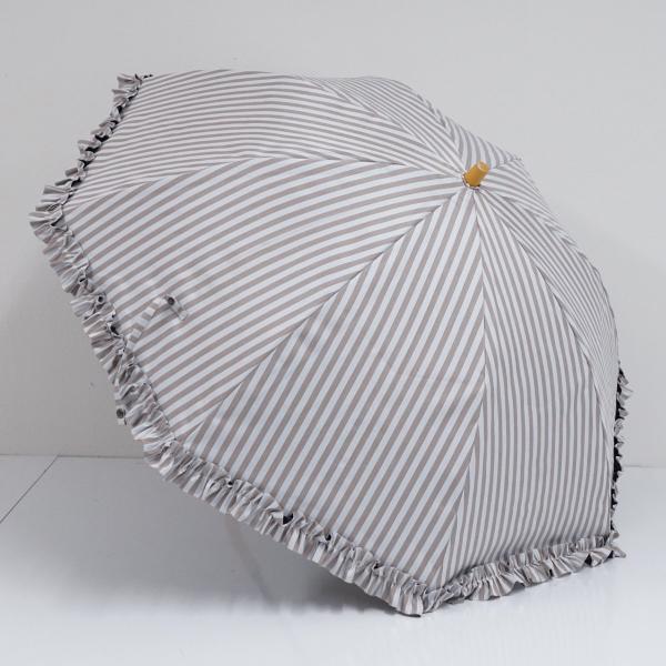 サンバリア100 完全遮光折日傘 USED品 2段折 格子柄 モカ レトロ