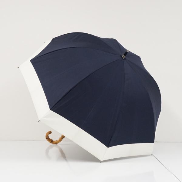 美品 UVカット100% 芦屋ロサブラン 3段折 アイボリー×ネイビー　日傘 ロサブラン 完全遮光日傘 芦屋ロサブラン USED品 ショートサイズ