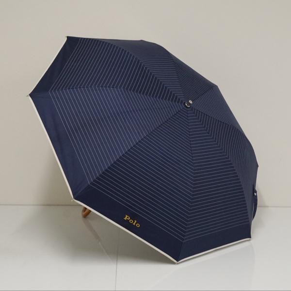 未使用POLOラルフローレン★ネイビー白ボーダーUV遮光遮熱晴雨兼用折畳み傘 ポロ ラルフ ローレン POLO RALPH LAUREN 【WEB限定】晴雨兼用