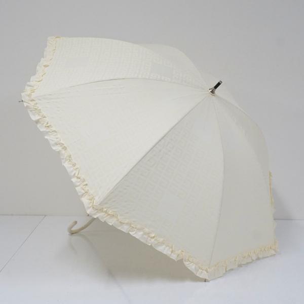 貴重品GIVENCHY日傘 日傘 GIVENCHY ジバンシイ USED美品 ロゴ フリル アイボリー 晴雨兼用