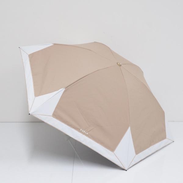【未使用品】フルラ ボーダー 晴雨兼用 折り畳み傘 日傘 グレー×ベージュ 未使用品】フルラ ボーダー 晴雨兼用 長傘 日傘 ジャンプ式