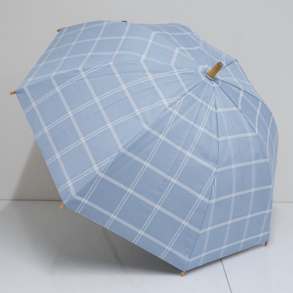 サンバリア100 完全遮光日傘 USED美品 2段折 チェック ブルー UV 遮熱