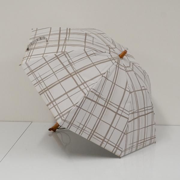 サンバリア100 完全遮光日傘 USED品 格子柄 モカ Sサイズ レトロ 晴雨