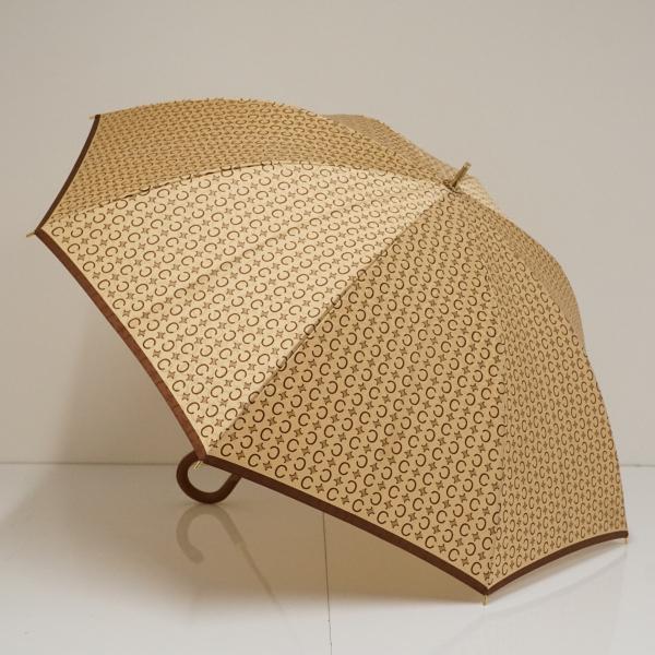 傘 CELINE セリーヌ USED品 高級 ブランド マカダム ロゴ ベージュ 絶版 55cm S4129