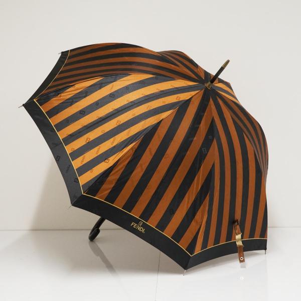 FENDI（フェンディ） 傘 USED品 高級 ストライプ ブラウン ブラック