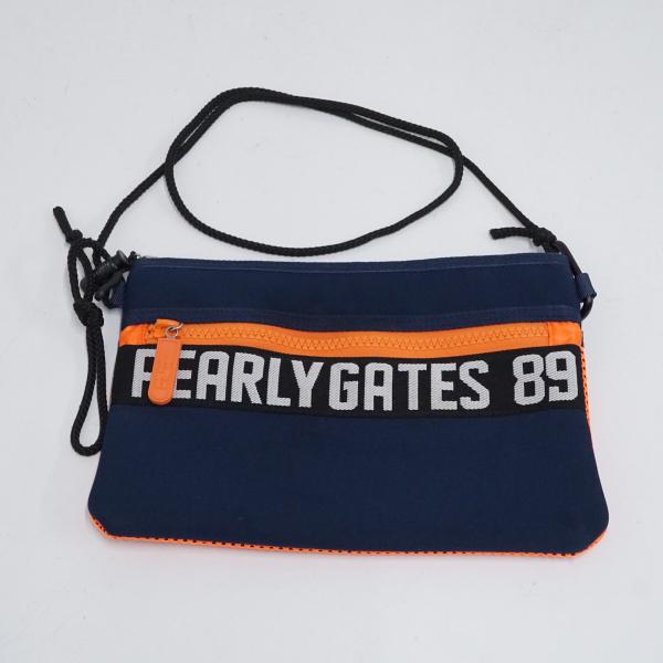 PEARLY GATES パーリーゲイツ ロゴ入りサコッシュ USED品 カバン バッグ ゴルフ ショルダーバッグ ネイビー X0110