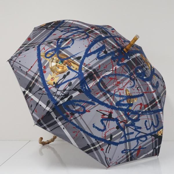 傘 Vivienne Westwood ヴィヴィアンウエストウッド USED美品 オーブ ORB 一枚生地 タータンチェック 個性的 おしゃれ 55cm S4371