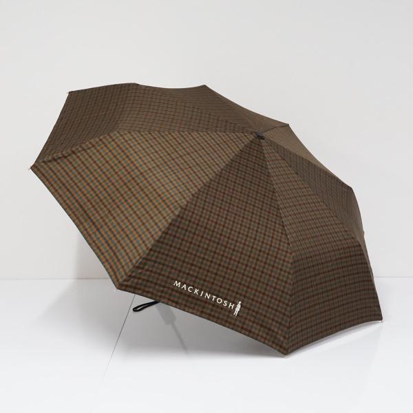 MACKINTOSH チェック柄 折りたたみ傘　晴雨兼用(ユニセックス) Mackintosh（マッキントッシュ） 折りたたみ傘 USED美品 ブラウン