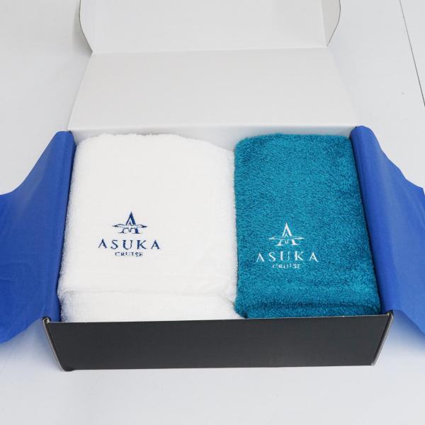【未使用】ASUKA cruise × NYK LINE 140th 記念品タオル 2枚セット バスタオル フェイスタオル 刺繍入り X1150