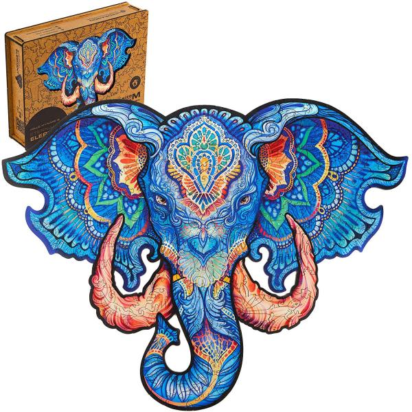 UNIDRAGON パズル 木製パズル 木製 ジグソーパズル プレゼント 永遠 象 ぞう ゾウ エレファント 木製フィギュアパズル 24 x 32 cm 196 ピース M:中