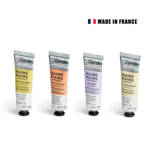 ハンドクリーム 30ml 保湿 植物原料 フランス産 オリーブ ラベンダー ミルク ピーチ オーガニックオリーブオイル配合