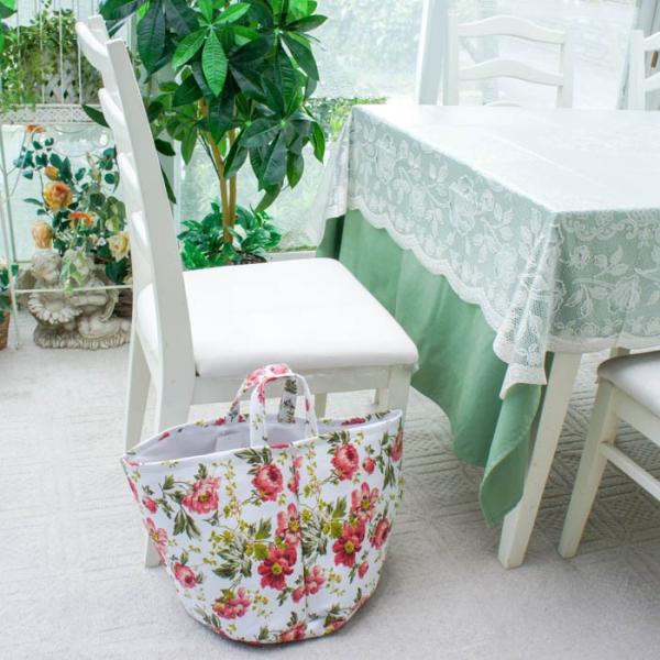 ランドリーバッグ ローズ 薔薇 ソフトバスケット 布製 収納 ピンク