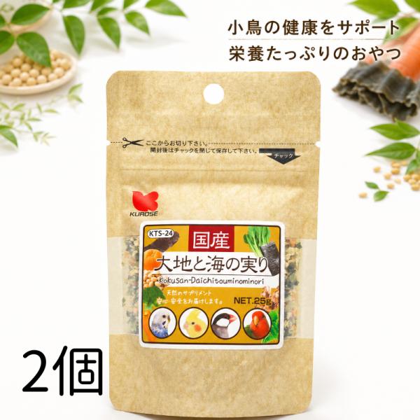 黒瀬ペットフード 国産大地と海の実り 25ｇ インコ 鳥 ビタミン ミネラル エサ おやつ 2個
