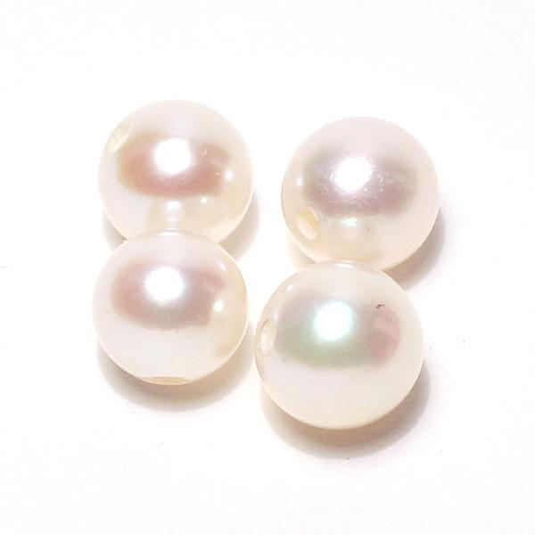 アコヤパールルースあこや真珠4.5-5mm白色ラウンド形片穴材料4珠まとめて 選べる送料370円対応商品