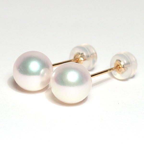 ピアス パールピアス あこや真珠直径8mmK18ロングスタッドピアス  