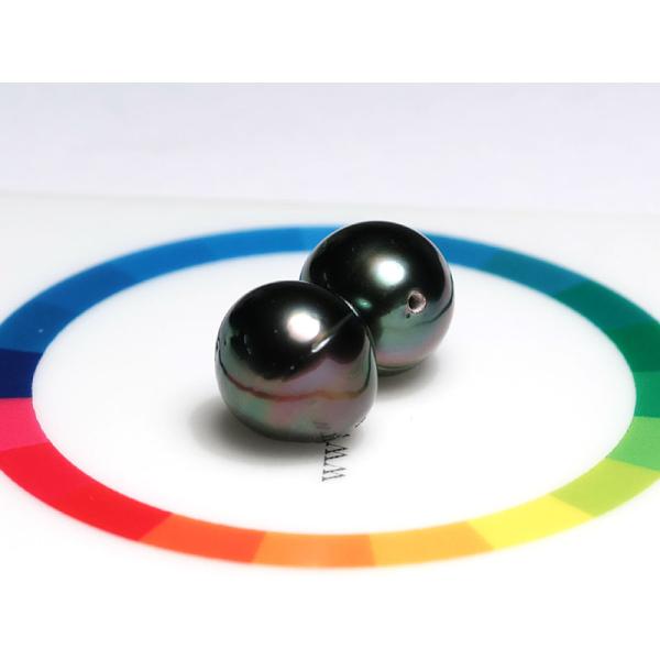 宝石ルース ブラックパールルース2珠 黒蝶真珠 幅約10.2mm×縦11.0mmUP