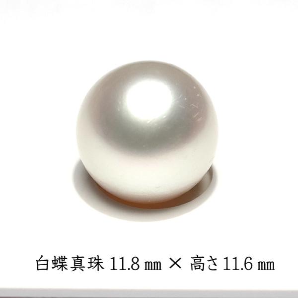 宝石ルース 真珠 白蝶真珠幅11.8mm高さ11.6mm1珠 セミラウンド形 ホワイト色 もうひとテリあったなら 材料としてきれいな真珠 片方穴あき