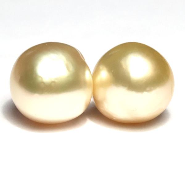 ピアス ゴールドパールピアス 白蝶真珠 バロック形幅11.5mm×12.1mm 