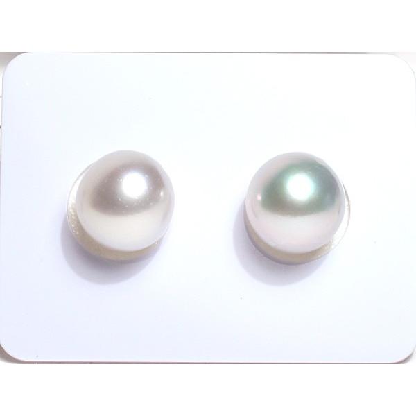 宝石ルース 真珠 パールペアルース 白蝶真珠2珠 幅9.3mm縦9.7mm 