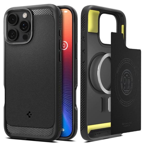 Spigen iPhone16Pro ケース MagSafe対応 マグネット搭載 マット 耐衝撃 ACS08115 マット・ブラック