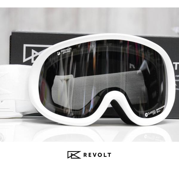 26 REVOLT 調光レンズ ゴーグル SUPER LIGHT FRAME - White Gross×Matte - Black Mirror/ Gray Photochromic ジャパンフィット 国内正規品