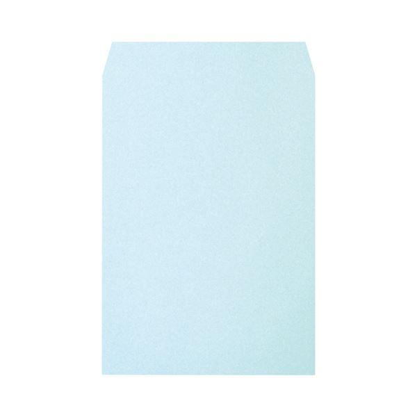 (まとめ）透けないカラー封筒ワンタッチテープ付 角2 パステルブルー 100枚入×5パック〔×3セット〕