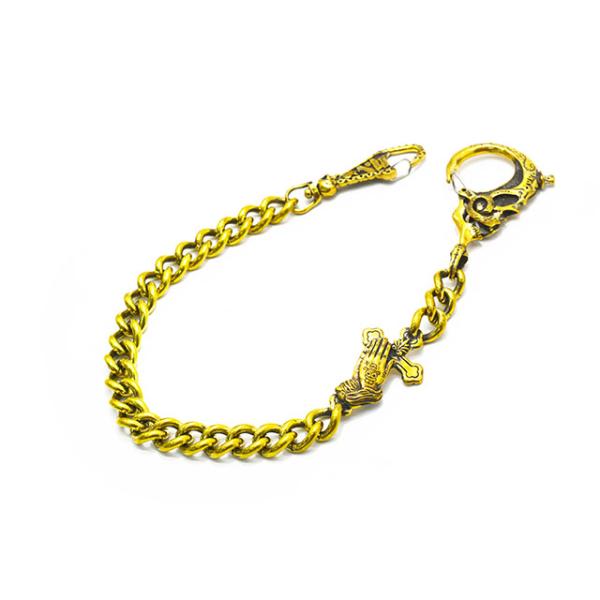 galcia/ガルシア】「Mexican Skull&Playing Hand Brass Wallet Chain