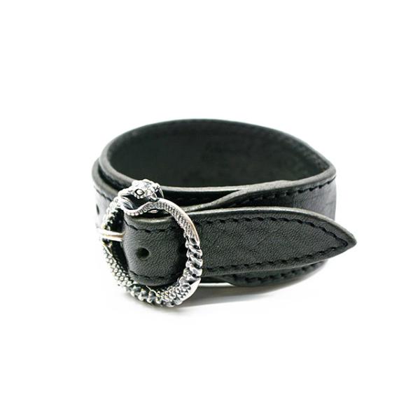 マッドカルト　レザースカルブレスレット MAD CULT/マッドカルト】「Decayed Uroboros Leather Bracelet